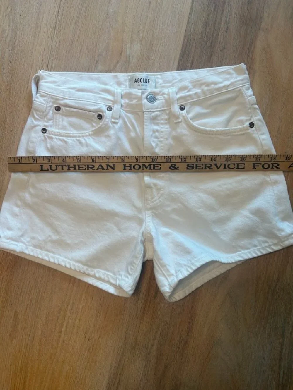 AGOLDE Parker Long High Rise Organic Cotton Denim Shorts White A9127-1183